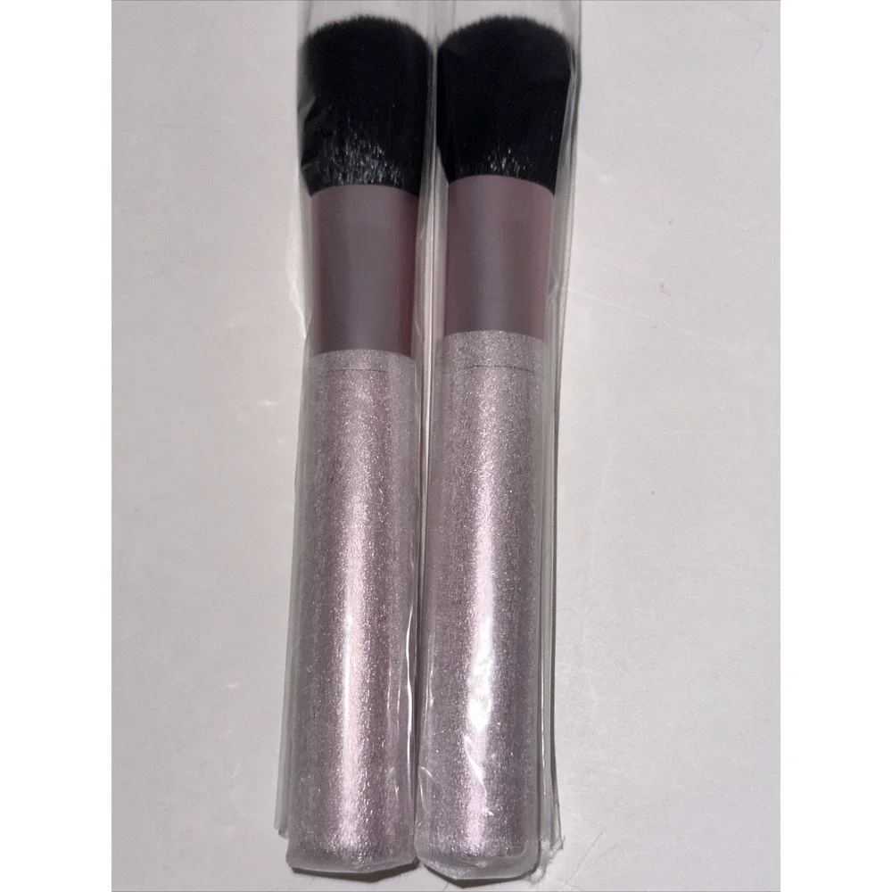 Mally Beauty Makeup Brush Set 2 Piece Metallic Pink Mauve Powder Blush Brushes